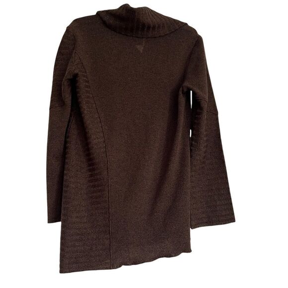 Clorinda Made in Italy Merino Wool Blend Wrap Cardigan Sweater Chocolate Brown S - Picture 5 of 7